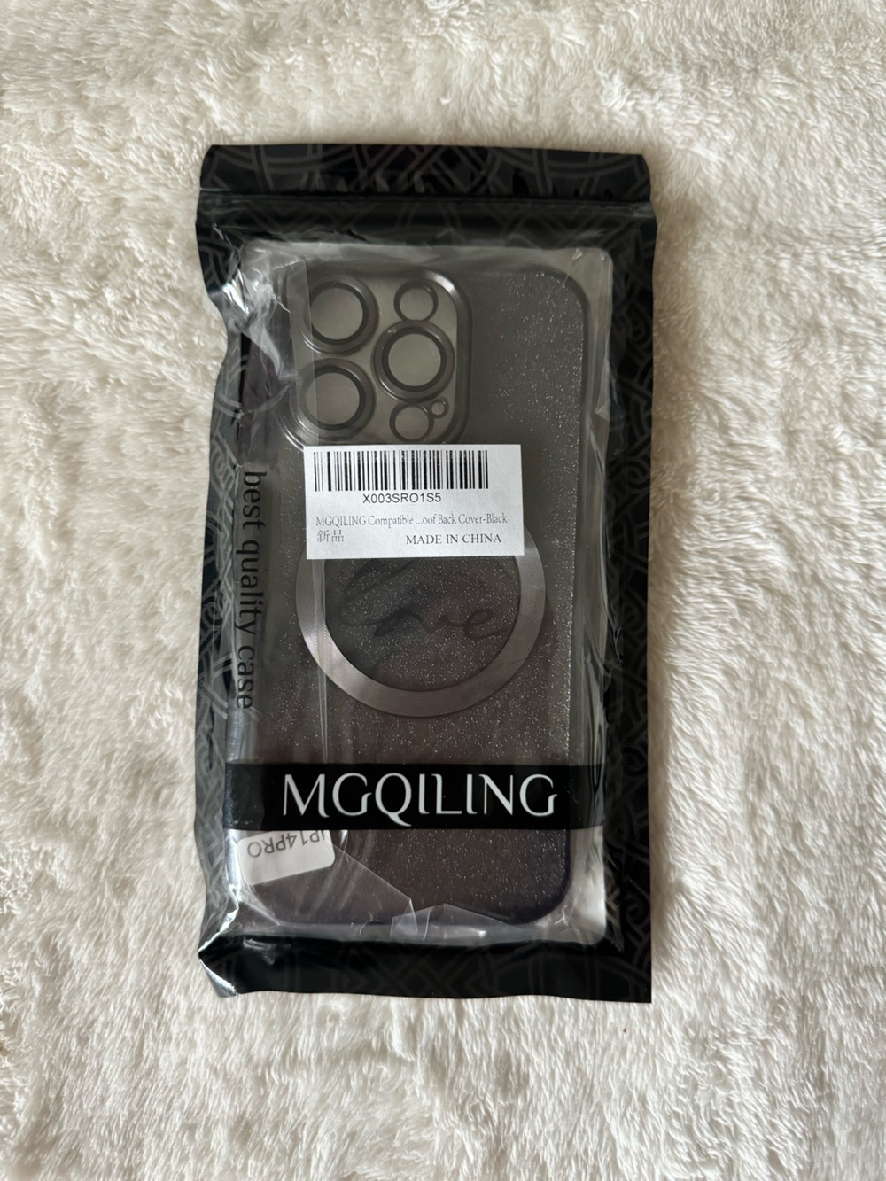 Black Glitter Phone Case with Ring NWT